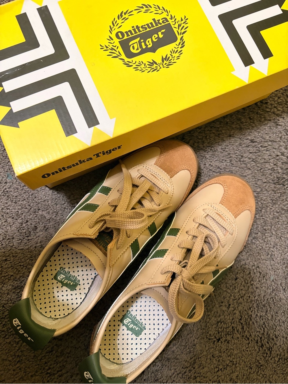 Onitsuka Tiger Beige and Green Women’s Sneakers
